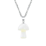 15×20mm Natural Crystal Mushroom Pendant Necklace, Mini Gemstone Chakra Healing Jewelry