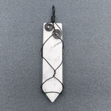 Retro natural crystal sword shaped manual winding pendant pine Opal Pendant Natural Amethyst Gemstone Big Pointed Sword Arrow