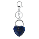 Natural Crystal Heart Lock Keychain, Peach Heart Crystal Bag Charm for Couples