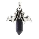 Natural Crystal Amethyst Healing Hexagonal Point Silver Bat Wing Gemstone Pendant For Jewelry Making