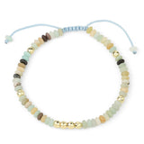 Boho Natural Stone Heishi Disc Beaded Bracelet, Hand Braided Sliding Adjustable Cord Stacking Bracelet for Women Ethnic Daily Jewelry