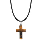 Natural Stone Cross Pendant Necklace Wholesale Assorted Healing Crystal Quartz Crucifix Amulet with Adjustable Cord Spiritual Jewelry Gift for Men Women