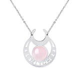 Stainless Steel Witch Moon Pendant Necklace - Triple Moon Goddess Symbol with Moonstone Style Gemstone - Wiccan Pagan Jewelry for Women & Men
