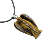 High Quality Handmade Natural Tiger Eye Stone Pendant Necklace Retro Cat Head Guardian Angel Hexagonal Bullet Crystal Choker Adjustable Long Black Rope Jewelry for Women Men