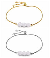 Dainty 3 Natural Chakra Gemstone Bead Bracelet Adjustable Slider Gold Plated Alloy Chain Crystal Bracelet Friendship Energy Healing Jewelry Gift