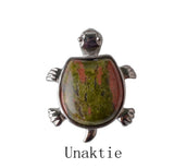 Natural Crystal Turtle Pendant Necklace, Mixed Chakra Healing Stone Tortoise Charm, Reiki Gemstone Longevity Turtle Jewelry Gift for Women Men