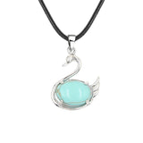 Graceful Swan: Handcrafted Natural Crystal Pendant Necklace • Premium Copper Bird Totem Amulet • Adjustable Black Cord Choker for Women Men