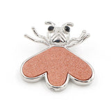 Natural Gemstone Bee Pendant Silver Plated Heart Wing Crystal Bee Charm for DIY Necklace Making Fashion Women Jewelry