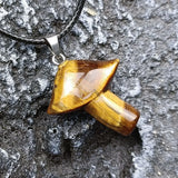 23×28mm Natural Crystal Mushroom Pendant Necklace, Healing Gemstone Umbrella Charm for Women