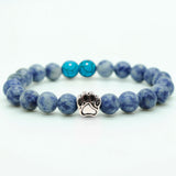 Natural Stone Stretch Beaded Bracelet with Turquoise Accent & Heart Charm Chakra Energy Healing Elastic Bracelet for Women Stacking Jewelry