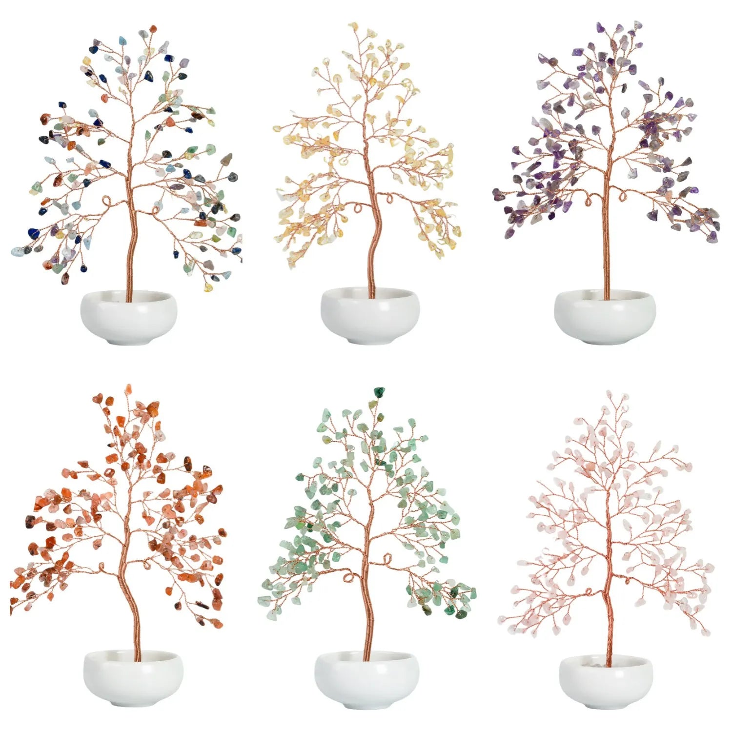 Crystal Gemstone Tree | Feng Shui Money Tree in White Small Bowl Base for Indoor Home Decoration
