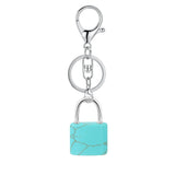 Natural Lock-Shaped Crystal Keychain Good Luck Charm for Women Jewelry Making