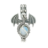 Gothic Dragon Crystal Point Pendant - Vintage Opalite Hexagonal Column Charm