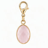 Oval Faceted Natural Gemstone Pendant Charms Gold Plated Bezel Wrapped Crystal Pendant for Jewelry Making DIY Necklace Earrings