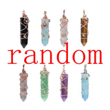 Vintage Wire Wrapped Crystal Wand Pendant • Hexagonal Bullet Stone Charm with Metallic Beads • Boho Wiccan Healing Quartz Jewelry Supply