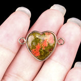 13MM Gemstone Heart Pendant Connector for Making Jewelry Wrapped Gold Plated