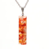Natural 7 Chakra Crystal Gravel Cylindrical Pendant Resin Healing Stone Column Necklace Women Fashion Jewelry