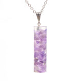Natural 7 Chakra Crystal Gravel Cylindrical Pendant Resin Healing Stone Column Necklace Women Fashion Jewelry