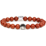 8mm Natural Crystal Stretch Beaded Bracelet with Heart Rhinestone Charm 19cm Elastic Energy Healing Gemstone Bracelet for Women Yoga Jewelry