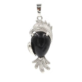 Silver Parrot Gemstone Pendant for DIY Making Jewelry #SP1764-Bird Animal Charms