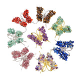 Natural Crystal Chip Butterfly Ornament | Gold-Plated Frame Handmade Gemstone Home Decor