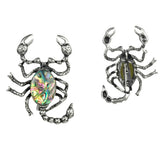 Scorpion Shape Natural Crystal Gemstone Pendant, Antique Black Metal Insect Animal Inlaid Cabochon Stone Pendant, Chakra Reiki Healing DIY Jewelry Making Accessory