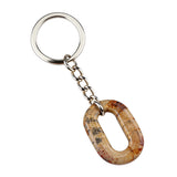Minimalist Oval Hollow Crystal Keychain, Natural Gemstone Geometric O-Shape Loop Key Ring, Vintage Stone Car Key Charm Accessory for Men & Women