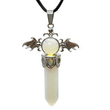 58×36mm Angel Wings Crystal Point Pendant | Natural Gemstone Hexagonal Prism Necklace for Men & Women