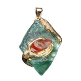 New Design Carving Raw Irregular Crystal Fluorite Stone Pendant for Necklace Jewelry Making