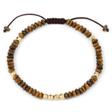 Boho Natural Stone Heishi Disc Beaded Bracelet, Hand Braided Sliding Adjustable Cord Stacking Bracelet for Women Ethnic Daily Jewelry