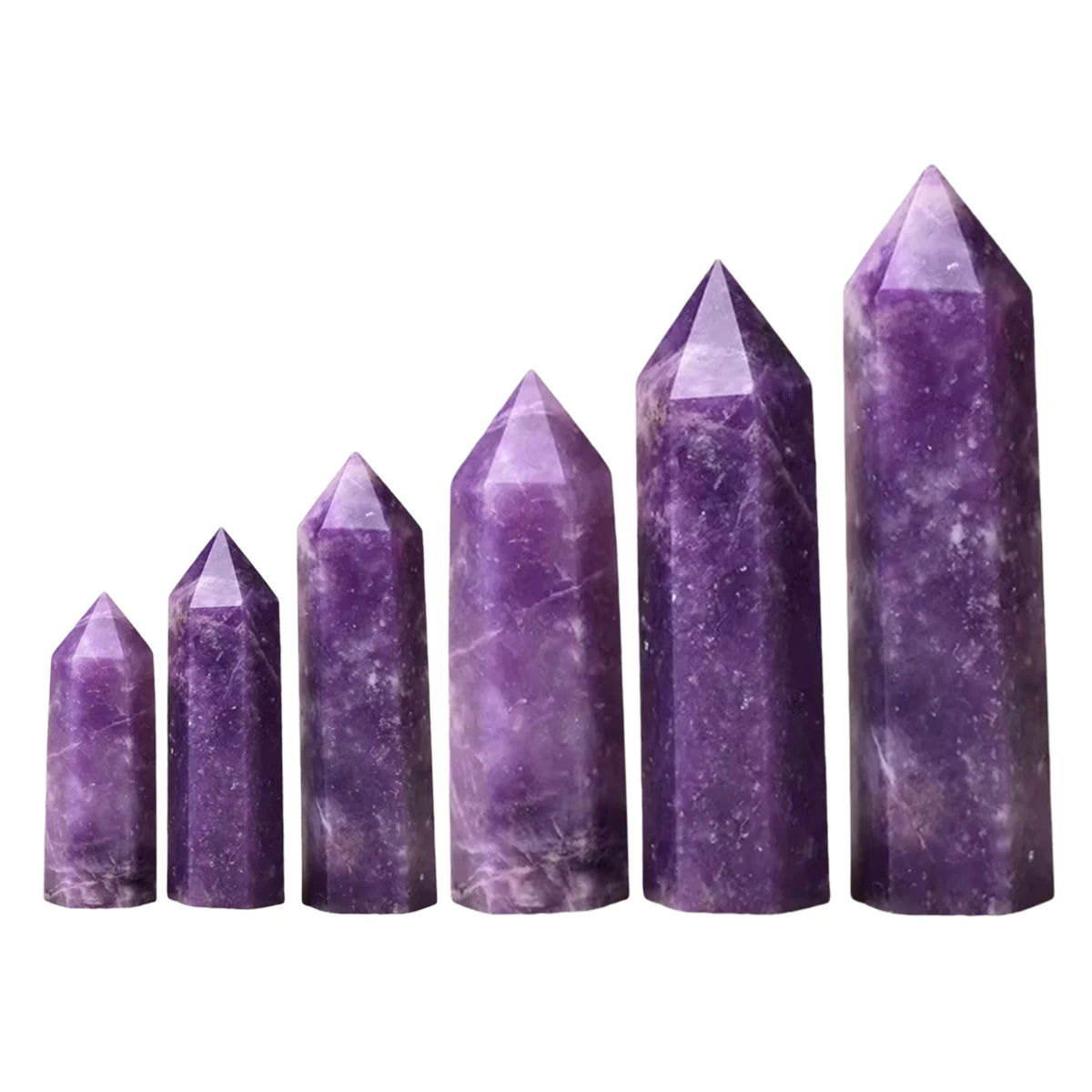 Natural Lepidolite Crystal Point Tower Polished Hexagonal Obelisk Wand for Home Decor Meditation Crystal Collection Gift