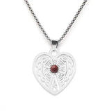 Vintage Stainless Steel Heart Pendant Necklace with Natural Green Aventurine - Celtic Knot Carved Heart Jewelry - Spiritual Protection Gift for Women & Men