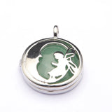 Fairy Hollow Cutout Open Locket Necklace with Natural Crystal Stone Silver Plated Memory Wish Box Pendant Black Wax Cord Necklace for Women