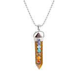 7 Chakra Crystal Point Pendant, Natural Stone Double Terminated Crystal Wand Pendant Chakra Healing Jewelry