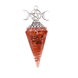Triple Moon Pentacle Orgone Pendulum Pendant Resin Crystal Dowsing Charm for Wicca & Spiritual Jewelry