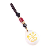 Viking Compass Car Charm | Vegvisir Teardrop Crystal Keychain, Norse Protection Amulet