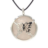Butterfly Rebirth Symbol Crystal Necklace, Natural Healing Stone Hollow Butterfly Charm Pendant, Birthday Gift Jewelry for Ladies