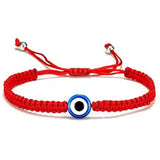 Adjustable Evil Eye Braided Rope Bracelet with Silver Elephant Charm Turkish Lucky Protection Red Black Blue String Bracelets for Women Men Amulet Jewelry