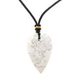 4cm Natural Crystal Long Heart Pendant Necklace | Polished Gemstone Teardrop Heart with Adjustable Cord