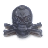 Hand Carved Skull & Crossbones Natural Agate Pendant, Mini Crystal Skull Gemstone Charm for DIY Jewelry Making