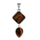 Geometric Elegance Natural Gemstone Pendant – Double Tier Rhombus & Teardrop Crystal Jewelry Gift