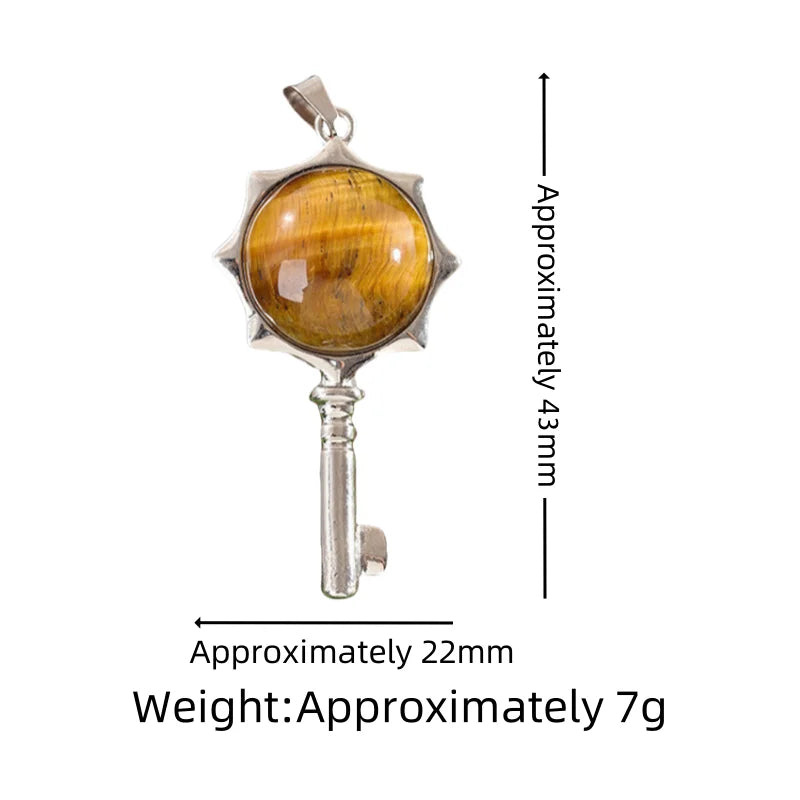 Sunflower Key Gemstone Pendant Necklace for Women Men #SN1766 with Silver Chain