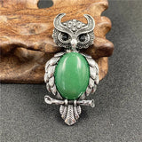 Spirit Wisdom Owl Healing Crystal Pendant | Natural Gemstone Antique Alloy Necklace for Reiki Meditation Birthday Gift