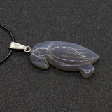 Hand Carved Natural Crystal Parrot Pendant Necklace, Multi Gemstone Bird Spirit Animal Reiki Healing Stone Amulet with Black Wax Cord Lucky Charm
