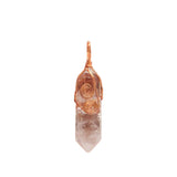 Natural Crystal Hexagonal Point Pendant • Copper Wire Wrapped Double Spiral Crystal Charm • Healing Chakra Gemstone Jewelry Making Accessory