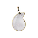 Snail Teardrop Natural Gemstone Pendant, Gold Electroplated Edge Crystal Charm, 24×38mm Reiki Healing Stone Necklace Pendant for Women