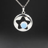 Star Hollow Natural Crystal Stone Locket Pendant, Openable Round Star Gemstone Charms Necklace, Healing Crystal Jewelry for Women Gift