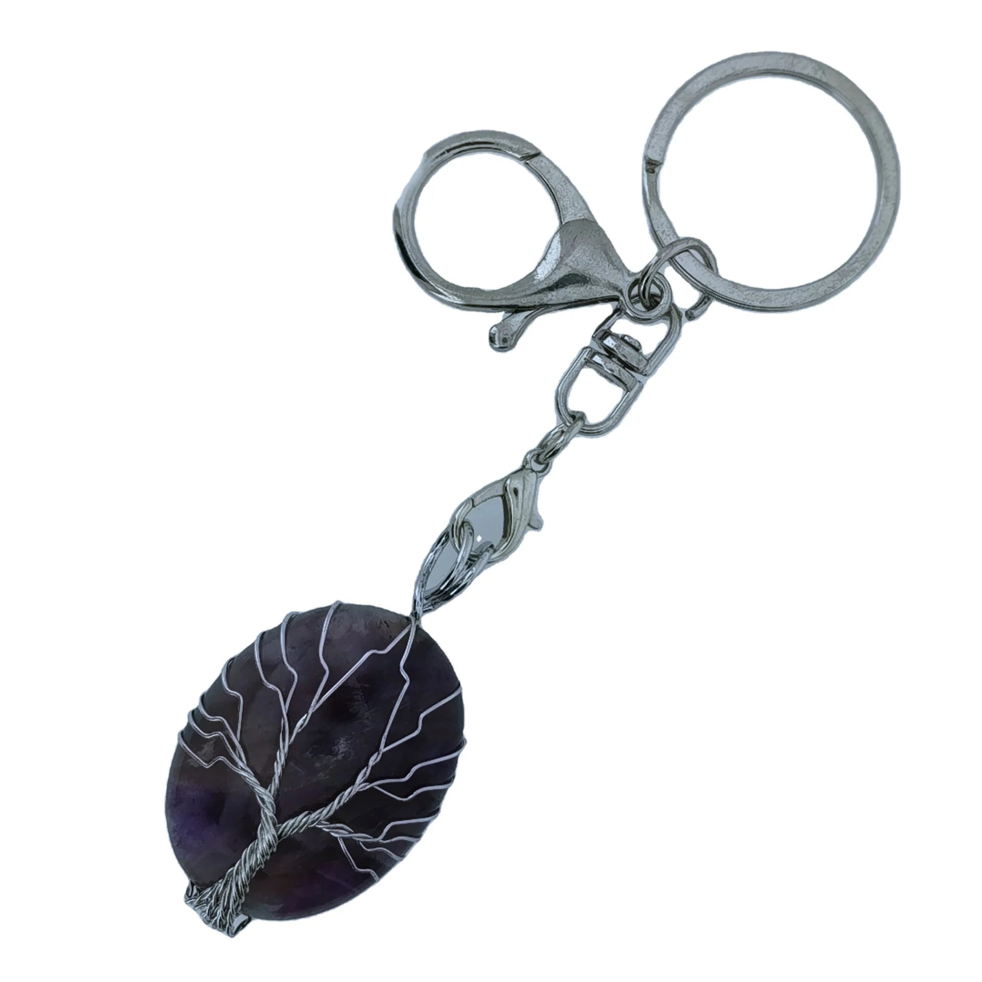 Tree of Life Healing Jewelry Set | Natural Tiger Eye Pendant & Keychain, Reiki Chakra Accessories