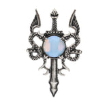 Gothic Dragon Crystal Point Pendant - Vintage Opalite Hexagonal Column Charm