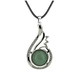 33mm Natural Crystal Teardrop Pendant Necklace, Silver-Plated Gemstone Charm